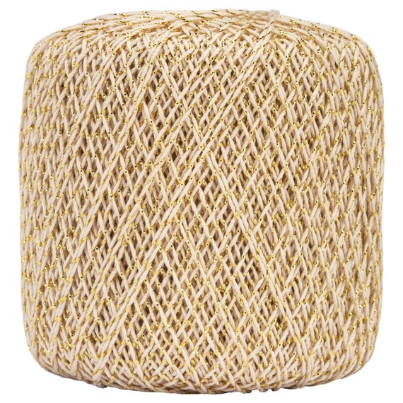 NATURAL / GOLD Aunt Lydia's® Cotton Metallic Crochet Thread. 100