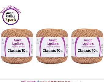 COPPER MIST 3 pack! Aunt Lydia's Classic 10 Crochet Thread. 350yds. Item #0310