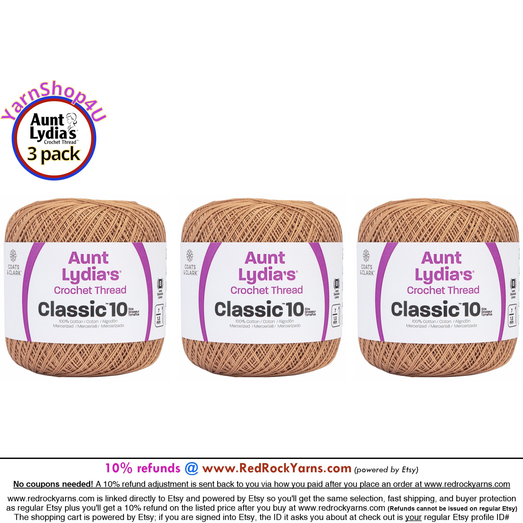 Coats And Clark Aunt Lydia's Classic Crochet Thread - Size 10