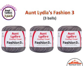 STONE Fashion 3 Size Aunt Lydia Crochet Thread. One 3 Pack of Aunt Lydia's Fashion 3 Crochet Thread. 3 balls/150yds each. Item #182.0630