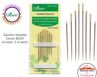 Sashiko Needles by Clover have straight shafts, large eyes and sharp points for easy fabric insertion. 8/pkg (4 sizes, 2 of each size) #2007