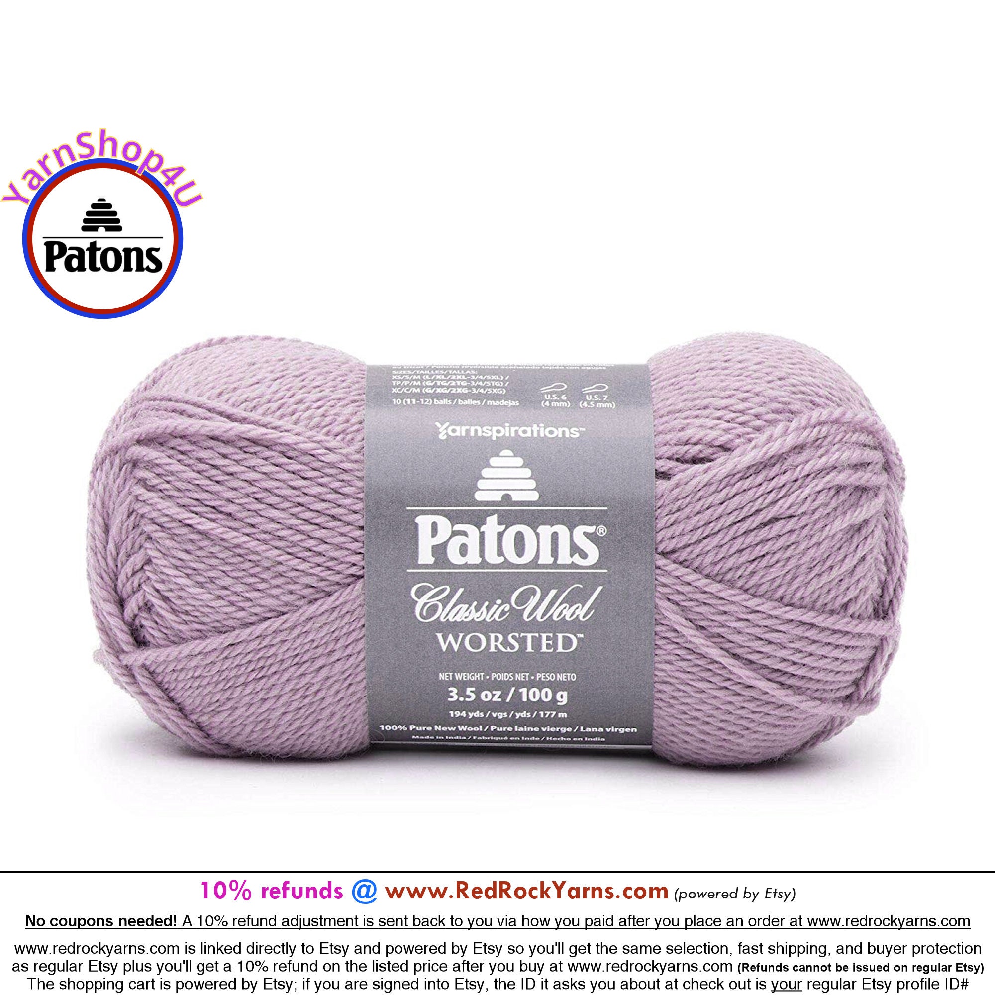 MISTY LAVENDER Patons Classic Wool Worsted Yarn Medium Weight 4