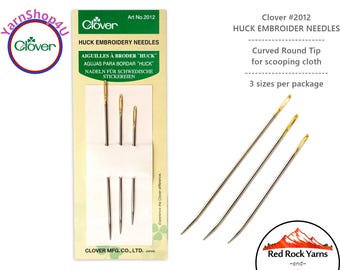 Clover Huck Embroidery Needles. Curved and rounded tip makes scooping fabric easier. 3 sizes per package. Clover 2012