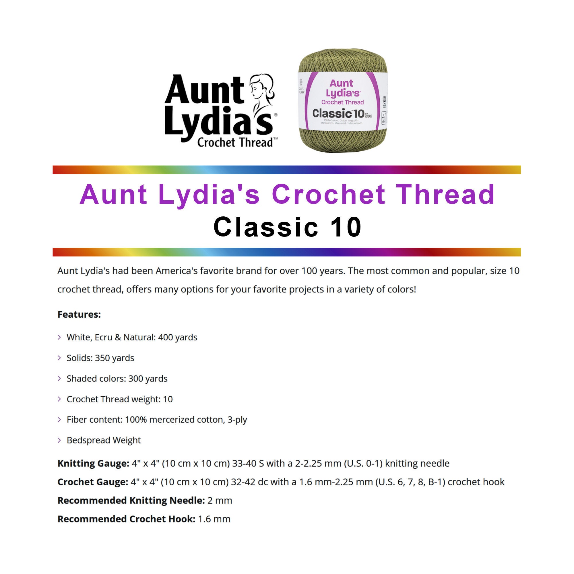 Aunt Lydia's Crochet Thread - Size 10 - Peacock (2-Pack)