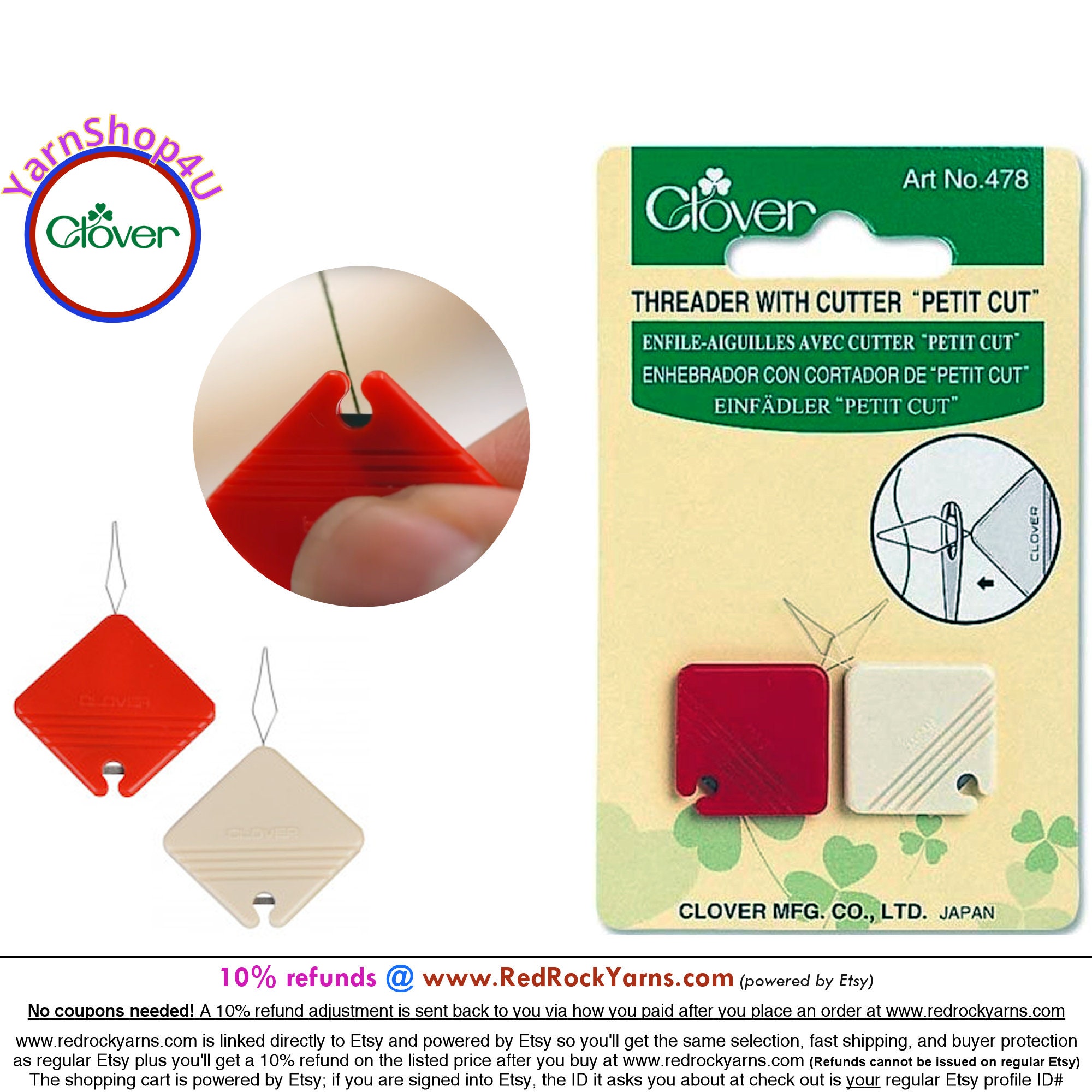 Clover Petite Needle Threader & Cutter-2/Pkg