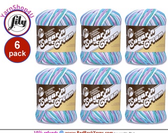 BEACH BALL 6 Pack! 2oz | 95yds each. Lily Sugar N Cream The Original 100% Cotton Yarn. 2 ounces / 95 yards ea. 6 skein bag = Bulk Buy!