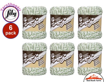 GREEN TWISTS 6 Pack! 2oz | 95yds each. Lily Sugar'n Cream Twists. 100% cotton yarn. 2 ounces / 95 yards ea. 6 Skeins. Bulk Buy!