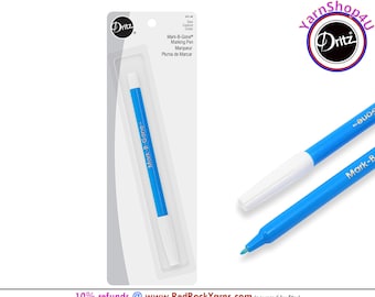 Blue Dritz Mark-B-Gone Disappearing Fabric Marking Pen. 1 Blue fabric marking pen per package. Air & Water Soluble Ink. Dritz #676-60