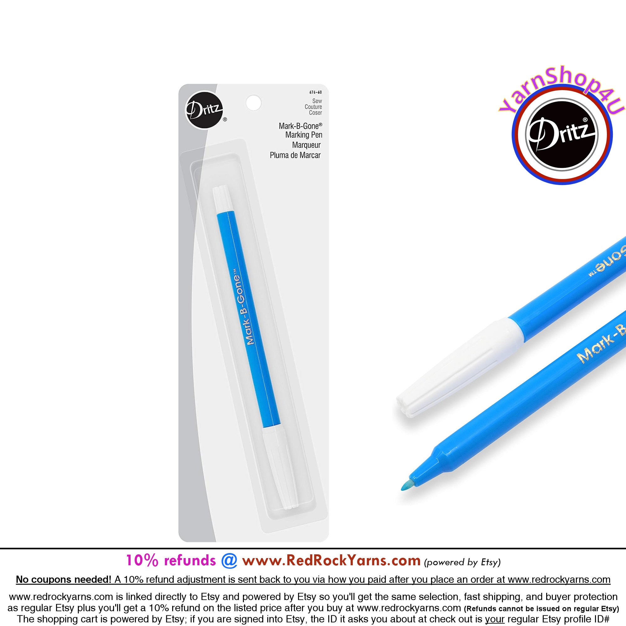  Dritz 677-60 Disappearing Ink Marking Pen, Purple, 8.75 x 2.88  x 0.63