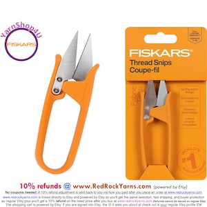 FISKARS Premium Thread Snips - Large snips with Spring Action Sharp Stainless Steel Blades. For Fabric, Thread, Floss and Yarn. #140160