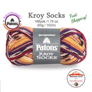 SUNSET STRIPES - Patons Kroy Socks Yarn is 1.75oz | 166yds Super Fine Weight (1) Sock Yarn. A Blend of 75/25% Wool/Nylon (50g | 152m)