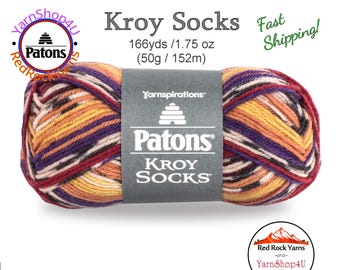 SUNSET STRIPES - Patons Kroy Socks Yarn is 1.75oz | 166yds Super Fine Weight (1) Sock Yarn. A Blend of 75/25% Wool/Nylon (50g | 152m)