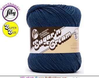 MARINE BLUE - Super Size 4oz | 190yds. 100% Cotton yarn. Original Lily Sugar N Cream. Color #18816 (4 ounces | 190 yards)