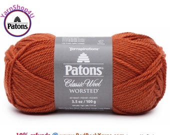 PUMPKIN - Patons Classic Wool Worsted Yarn Medium Weight (4). 100% wool yarn. 3.5oz | 194 yards (100g | 177m)