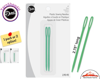 Plastic Yarn Needles. 2 per package. For mesh canvas and sewing in yarn ends. They are 2.75" long. Dritz #47