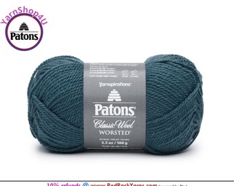 RICH TEAL - Patons Classic Wool Worsted Yarn Medium Weight (4). 100% wool yarn. 3.5oz | 194 yards (100g | 177m)