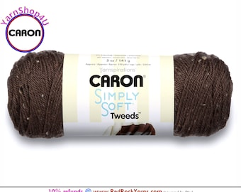 TAUPE (TWEED) - Caron Simply Soft Tweeds 5oz / 240yds (141g / 219m) 97% Acrylic yarn with 3 percent Viscose. Color #23003