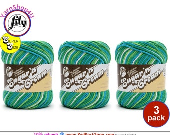 EMERALD ENERGY 3 Pack! Super Size 3oz | 143yds. Lily Sugar N Cream 100% Cotton yarn. Color #19990 (3 ounces | 143 yards) 3 skein Bulk Buy!