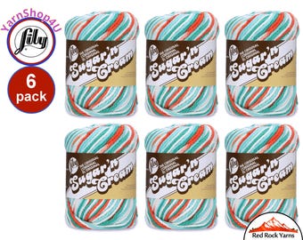 AHOY OMBRE 6 Pack! 2oz | 95yds each. Lily Sugar N Cream The Original 100% Cotton Yarn. 2 ounces / 95 yards ea. 6 skein bag = Bulk Buy!