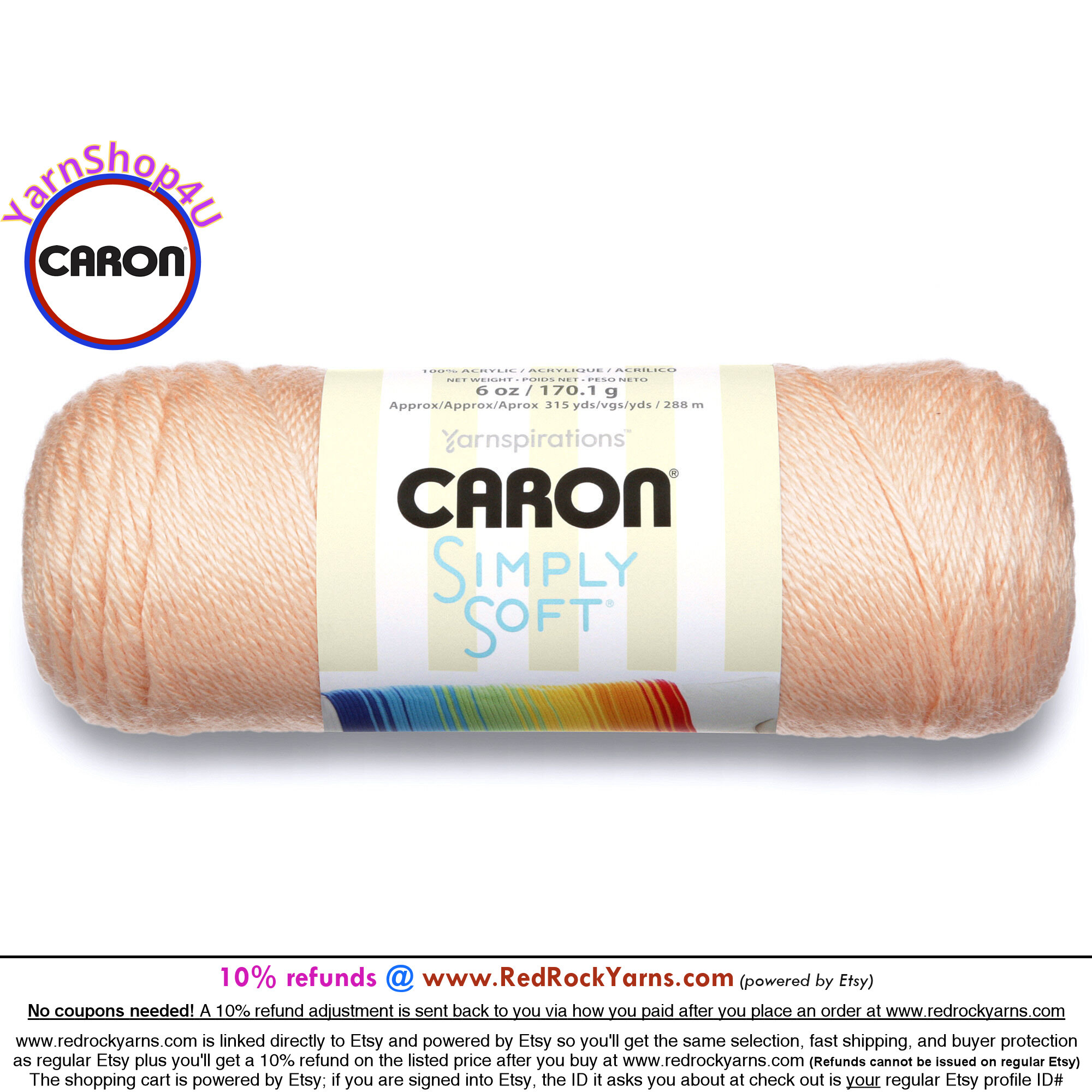 Caron Simply Soft Yarn, Soft Pink, 6 oz