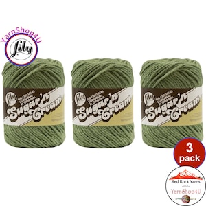 SAGE GREEN 3 Pack! 2.5oz | 120yd The Original Lily Sugar N Cream 100% Cotton Yarn. 3 Skeins Bulk Buy!