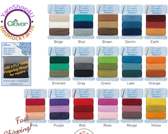 Thin Darning Yarn for repairing damaged knits and crochets. There are 3 colors per card @ 17.5yds per color. 50 wool/50 acrylic. 16 Colors!