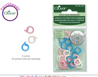 24pc Clover Split Ring Stitch Markers, Plastic Stitch Markers, Quality Split stitch holders, plastic stitch marker, Split Stitch Marker #347