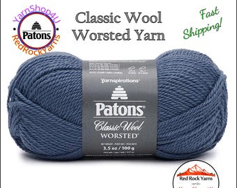 COUNTRY BLUE - Patons Classic Wool Worsted Yarn Medium Weight (4). 100% wool yarn. 3.5oz | 194 yards (100g | 177m)