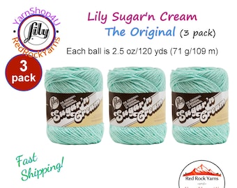 SEABREEZE 3 Pack! 2.5oz | 120yd The Original Lily Sugar N Cream 100% Cotton Yarn. 3 Skeins Bulk Buy!