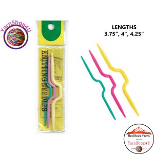 3 Cable Stitch Holders. 3 sizes. Length in inches = ~ 3.75, 4, 4.25. Hard Plastic Cable Holder, stitch holder for knit or crochet, #AE2713