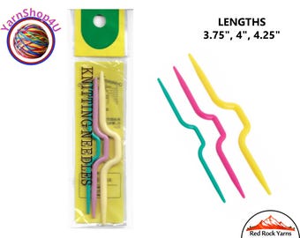 3 Cable Stitch Holders. 3 sizes. Length in inches = ~ 3.75, 4, 4.25. Hard Plastic Cable Holder, stitch holder for knit or crochet, #AE2713