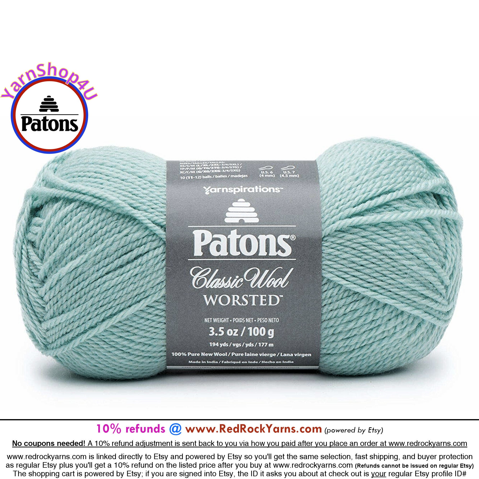 Patons Classic Wool Natural Yarn - 5 Pack of 3.5oz/100g - Wool - 5 Bulky -  120 Yards - Knitting/Crochet