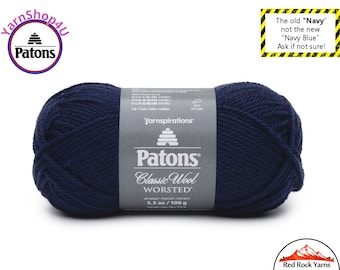 NAVY - Patons Classic Wool Worsted Yarn Medium Weight (4). 100% wool yarn. 3.5oz | 194 yards (100g | 177m) This is the OLD color #77110