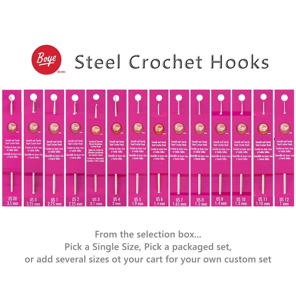 BOYE STEEL Crochet Thread Hook Size 00 0 Size 1 Size 2 Etsy