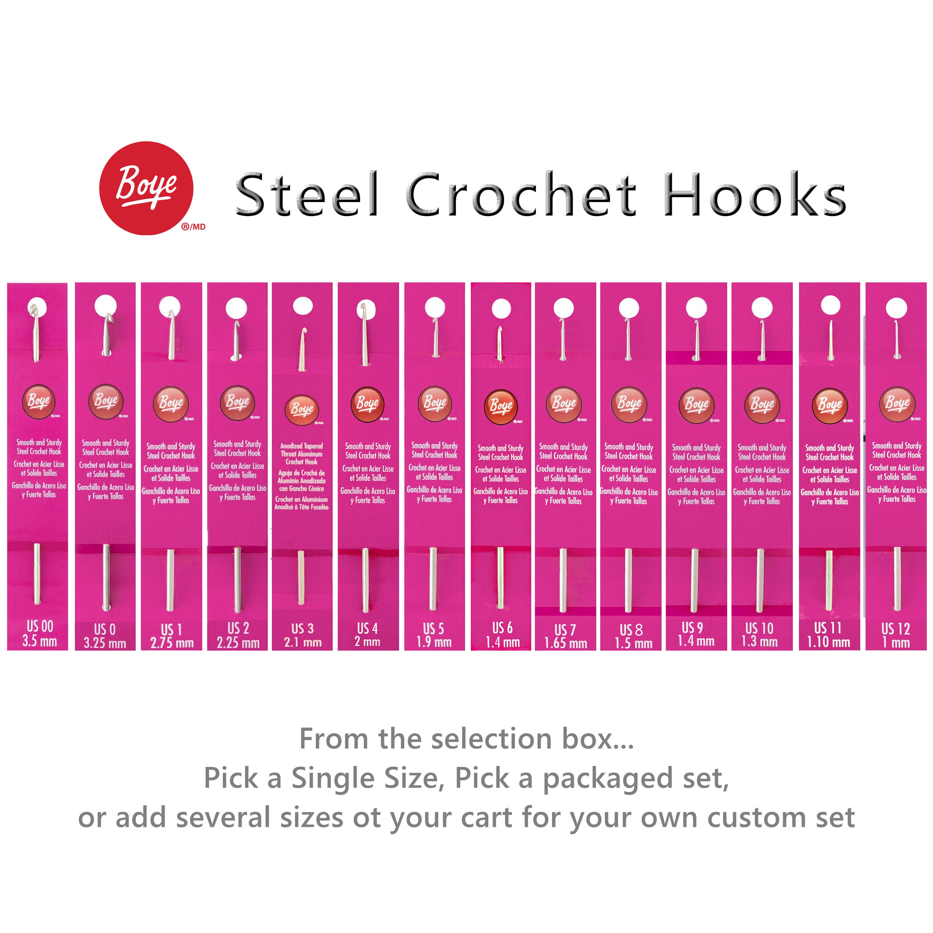 Boye steel crochet thread hook size 00 0 size 1 size 2 etsy
