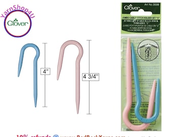 Clover Jumbo U-Shaped Clover Cable Stitch Holder for Ultra Thick yarn. 2 sizes Large stitch holders. ABS Plastic. #3008