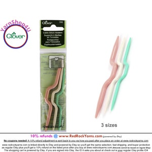3 sizes Clover Cable Stitch Holder for regular size yarn, Hard Plastic Cable Holder, Plastic stitch holder, Knitting Accessories, Clover 330