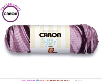 GRAPE PURPLE OMBRE - Caron Simply Soft Ombre 5oz / 235yds (141g / 215m) 100% Acrylic yarn. Color #22007