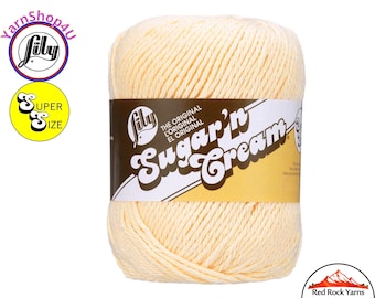 CREAM - Super Size 4oz | 190yds. 100% Cotton yarn. Original Lily Sugar N Cream. Solid Cotton Yarn (4 ounces | 190 yards) 102018 18003