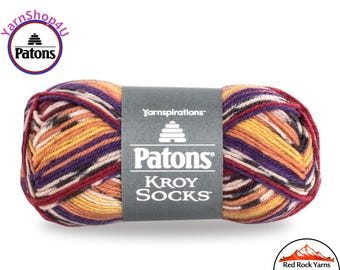 SUNSET STRIPES - Patons Kroy Socks Yarn is 1.75oz | 166yds Super Fine Weight (1) Sock Yarn. A Blend of 75/25% Wool/Nylon (50g | 152m)