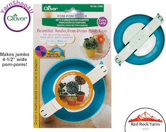 4-1/2" Pom Pom Maker. Extra Large Clover Pom-Pom will help you create Big size Pom Poms! Wind, cut, tie, and fluff! Art No. 3128