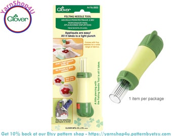 Needle Felting Tool by Clover. Locking safety device. Use to attach appliques. Needle felting punch. #8900