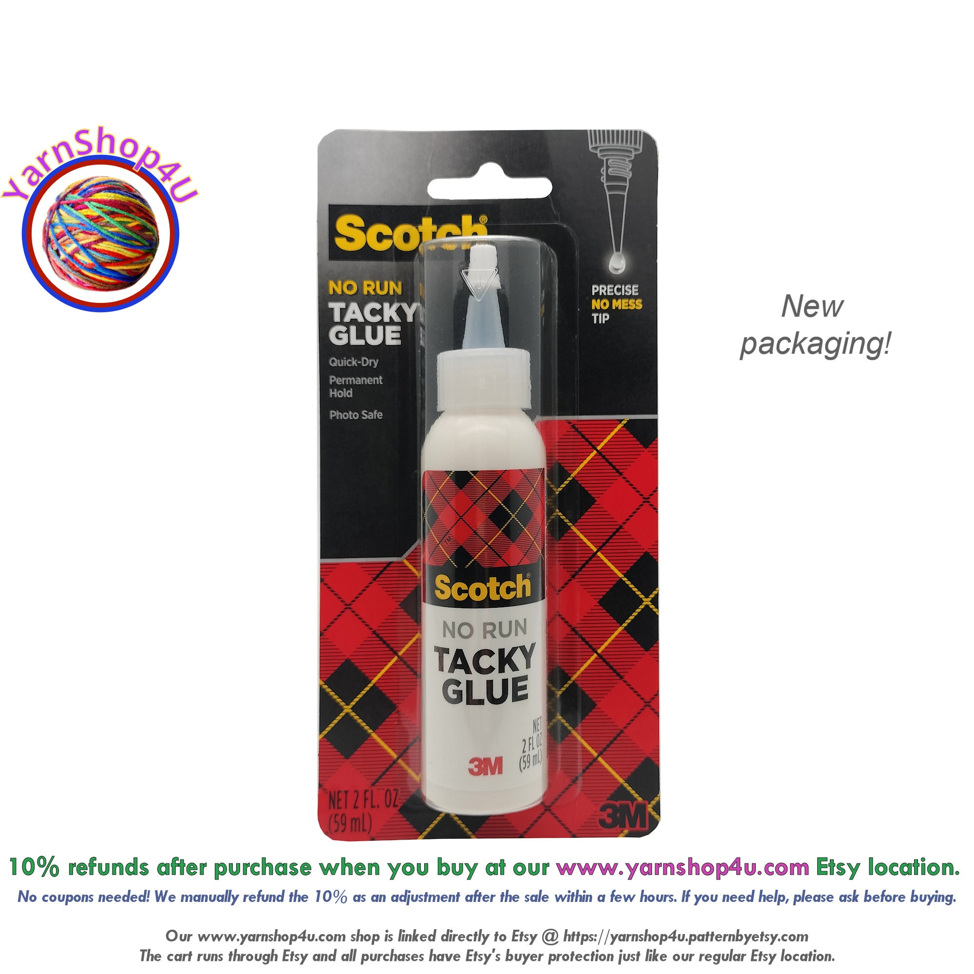 Scotch Tacky Glue. Quick Dry. No Run. Permanent. Photo Safe. Clear