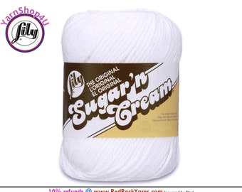 WHITE - 2.5oz | 120yd The Original Lily Sugar N Cream 100% Cotton Yarn (2.5 ounce / 120 yards)