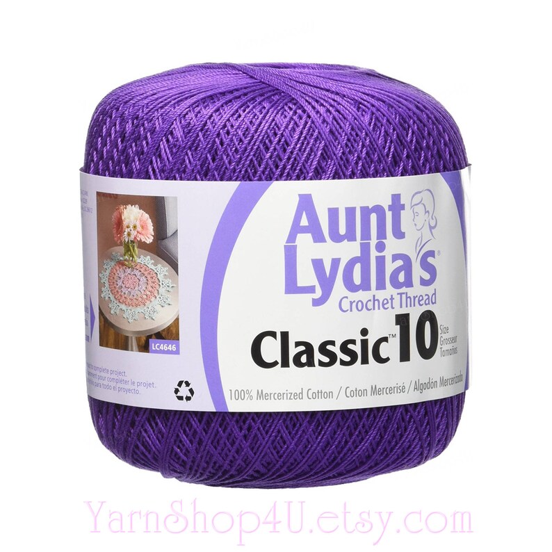 PURPLE Aunt Lydia's Classic 10 Crochet Thread. 350yds. Etsy