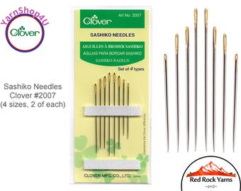 Sashiko Needles by Clover have straight shafts, large eyes and sharp points for easy fabric insertion. 8/pkg (4 sizes, 2 of each size) #2007