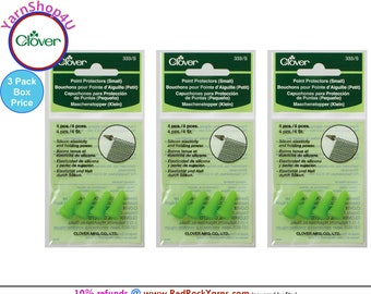 Box of 3! 4 tips per packet so that's 12 total. Small Green Clover Point Protectors that Fit Needles 4 to 7. Bulk buy. Box Price #333/S