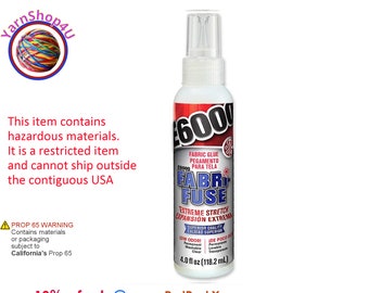 E6000 Fabri-Fuse 4.0 fl oz bottle. Washable, Flexible, Clear, Permanent Glue for fabric, felt, metal, wood, glass, rubber and much more