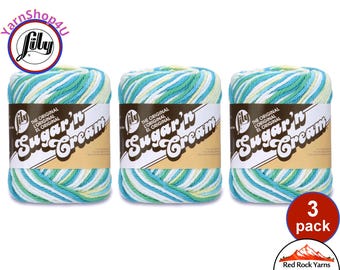 MOD OMBRE 3 Pack! 2oz | 95yds. Lily Sugar N Cream The Original 100% Cotton Yarn. 2 ounces / 95 yards ea. 3 skeins Bulk Buy!