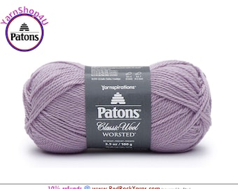 SOFT ORCHID - Patons Classic Wool Worsted Yarn Medium Weight (4). 100% wool yarn. 3.5oz | 194 yards (100g | 177m)